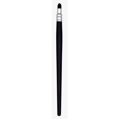 A black drawing pencil with a silver tip is shown vertically.