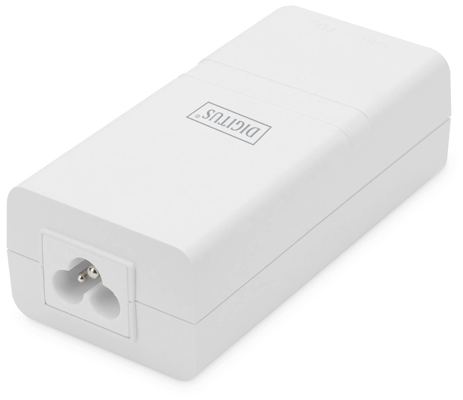 A white charger with a Schuko plug looks like it could be used for various electronic devices.