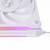 White computer fan with RGB lighting on the top, red and purple light. Cable connection on the right side of the image.