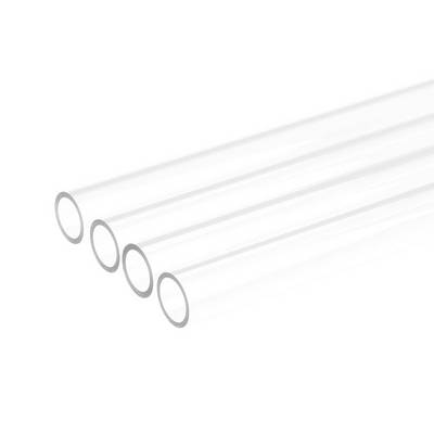 Four transparent glass tubes arranged in parallel against a white background.