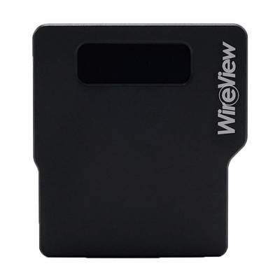 A black device with the inscription 'WireView', potentially a technical product such as an adapter or sensor.