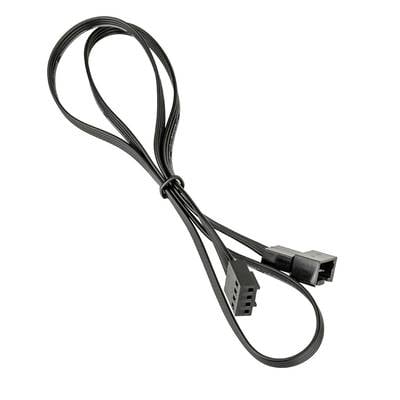 Black cable with two connector plugs at the ends. Suitable for connecting electronic devices or components.