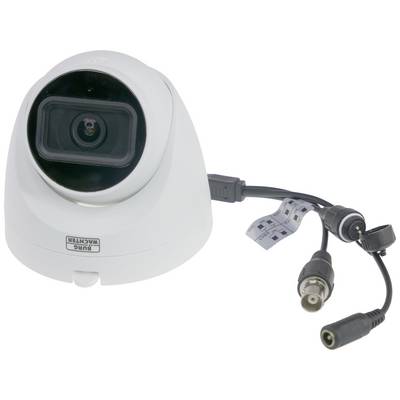 Surveillance camera with wired connections, suitable for indoor and outdoor use.