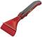 Red and grey ice scraper with ergonomic handle, suitable for removing ice from car windows.