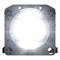 A luminous, square light module with strong white light, surrounded by a dark, rectangular mounting bracket.