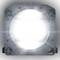 An intense, round light shines from a square device with dark edges. The function and context of the light are unknown.