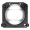 A round, luminous headlight in a square black frame, against a white background.