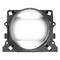 A round, clear LED light in a black mount, front view.