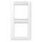 White, rectangular switch frame with two empty openings for switches or sockets, suitable for wall mounting.