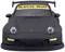 Black model car with 'RAUH-Welt' on the windscreen. Large spoiler, yellow headlight accents. Front view.
