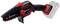 Battery-powered mini chainsaw in black and red with an ergonomic handle, 'Einhell' brand logo visible.