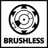 A schematic symbol of a brushless motor with the text 'BRUSHLESS' underneath.