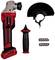 Cordless Sander in Red and Black with Accessories: Protective Cover, Handle, Two Spare Parts. 'Einhell' Brand Logo Visible.