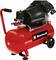 Portable Einhell air compressor with red tank, black motor housing, handle, wheels, and pressure controls on a white background.