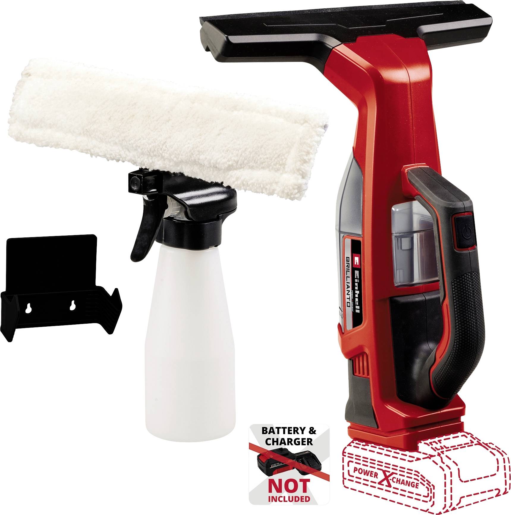 Einhell Brillianto Power X-Change Window cleaner Red, Black No. of power packs included 0