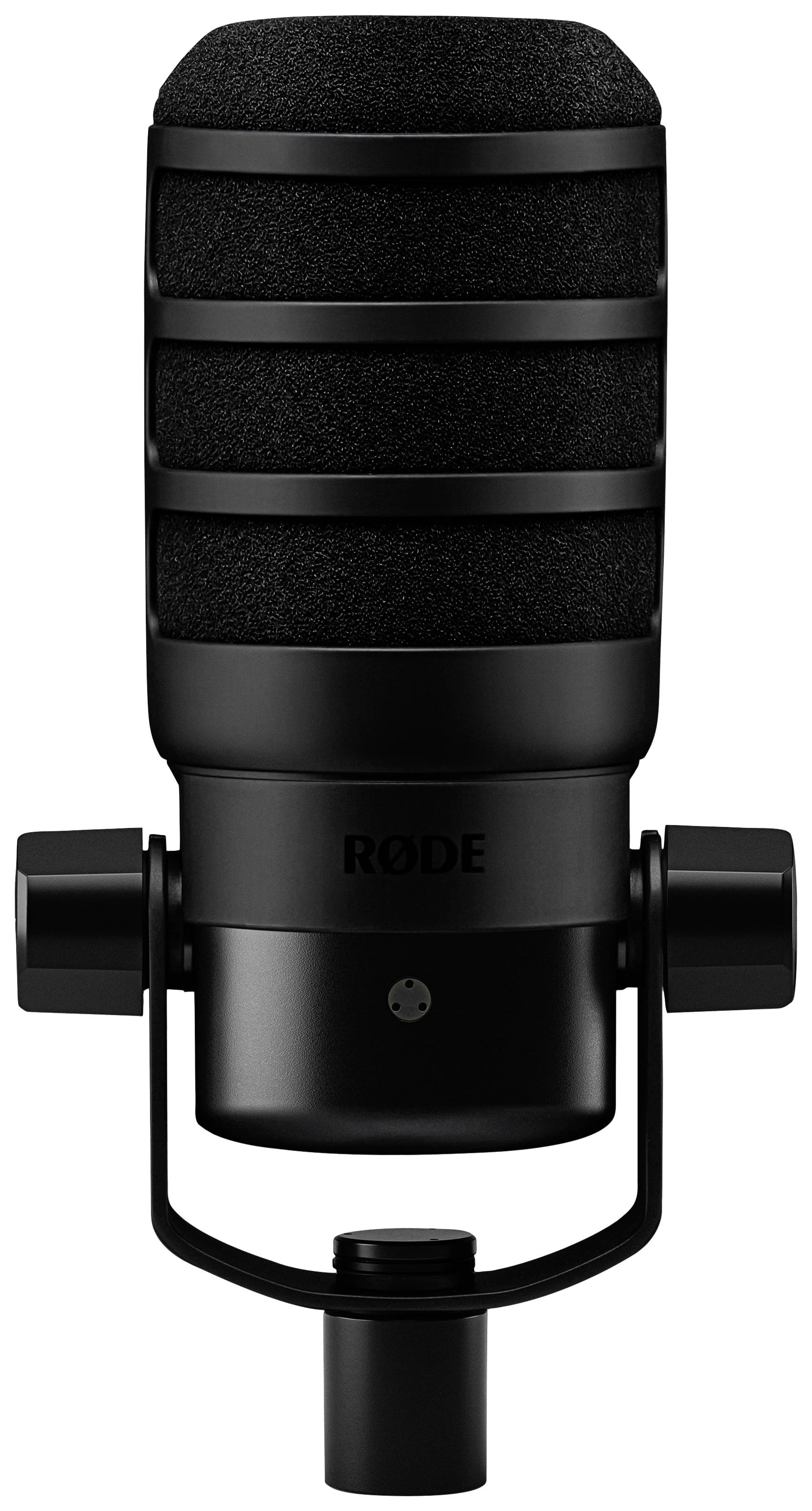 A black, professional-looking microphone with the inscription 'RØDE' is centred in the image.