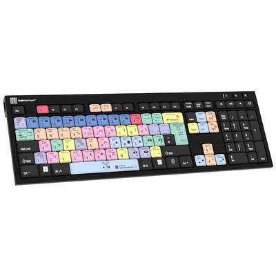 Logickeyboard Adobe Premiere Pro CC Corded Keyboard German, QWERTZ Black Multimedia buttons, USB hub, Quiet keypad 