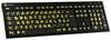 Logickeyboard XL-Print Corded Keyboard German, QWERTZ Black Multimedia buttons, USB hub, Quiet keypad