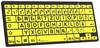 Logickeyboard XL-Print Bluetooth® Keyboard German, QWERTZ Yellow/Black Multimedia buttons, USB hub, Quiet keypad