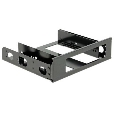 A black metal bracket for mounting a 2.5-inch drive in a 3.5-inch bay of a computer.