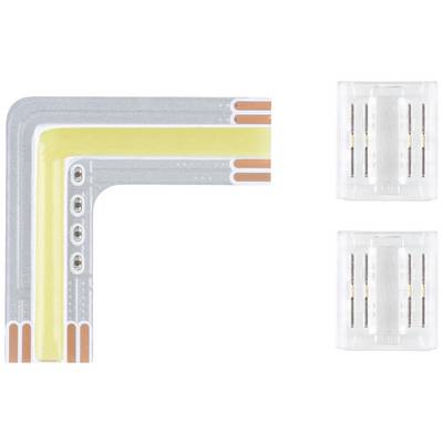 LED Strip Connector Set: Left-angle connector with two rectangular plug connectors on the right. Suitable for DIY lighting projects.