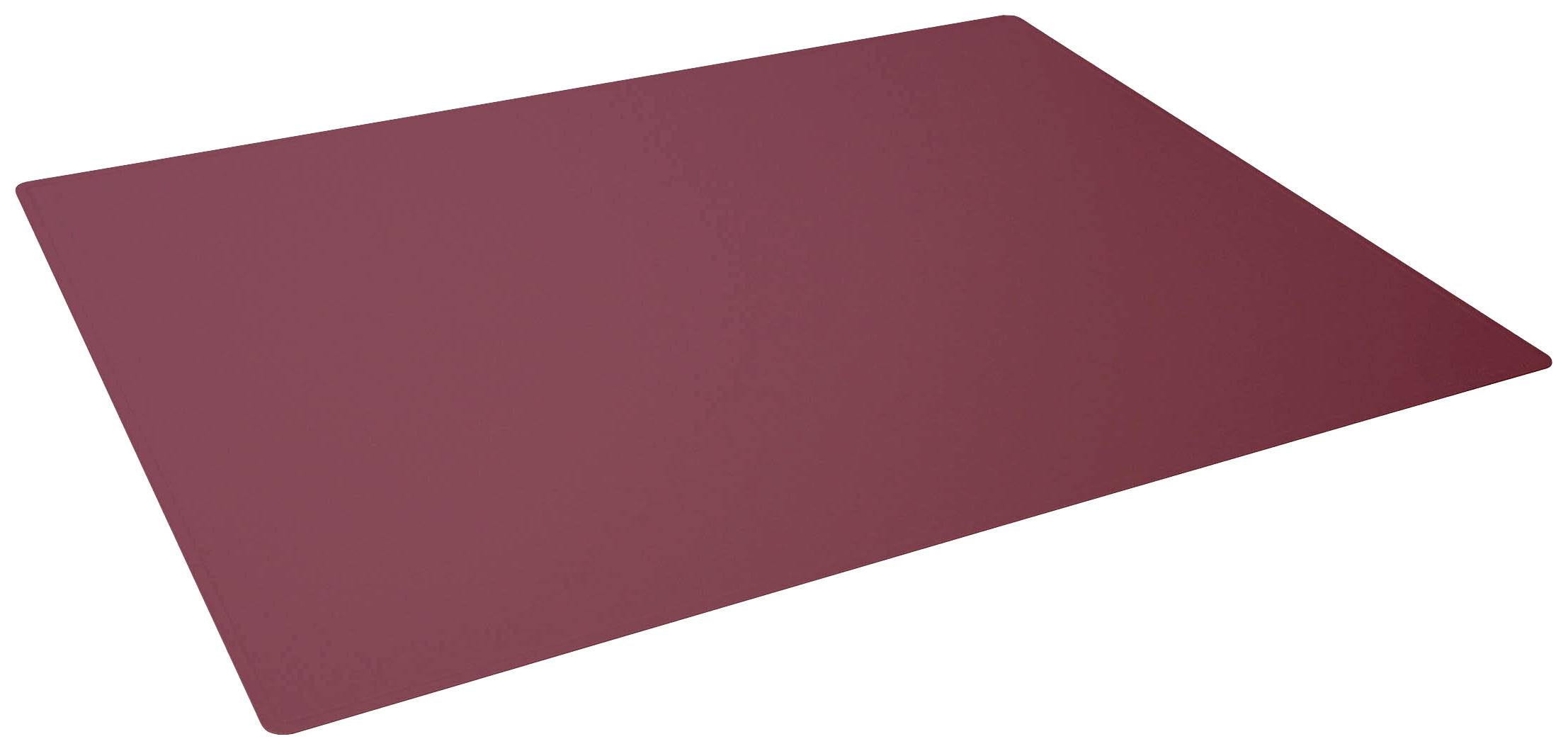 A rectangular, dark red mat lies flat on the floor.