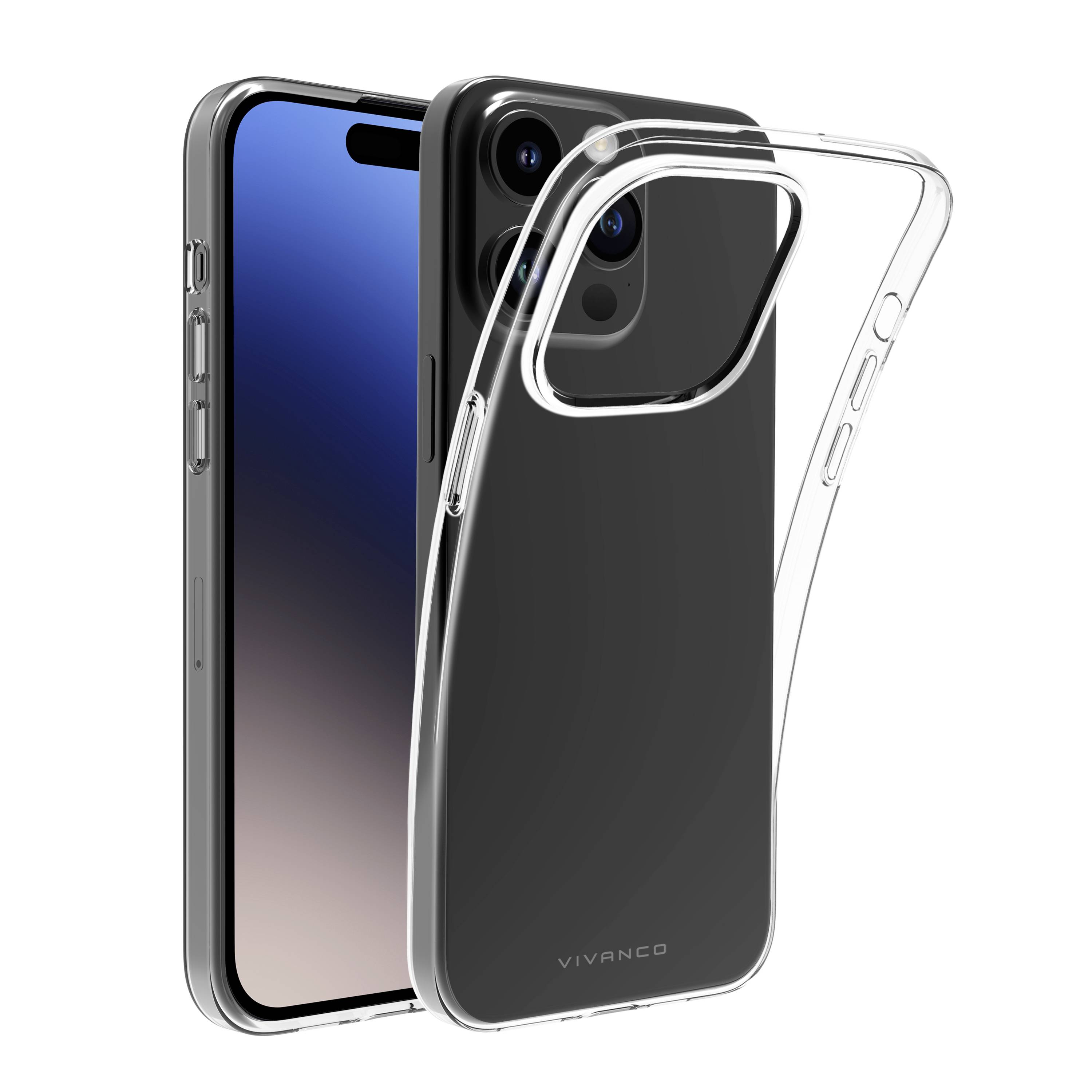 Image of Vivanco SSCVVIPH15PT Back cover Apple iPhone 15 Pro Transparent Inductive charging, Sprayproof, Dustproof, Water-resistant 63903