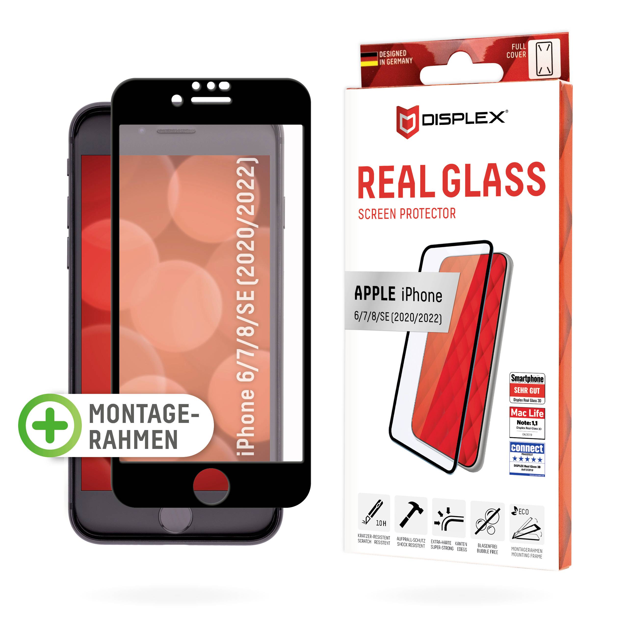 DISPLEX Real Glass 3D Glass screen protector Apple IPhone SE (2nd Gen, 2022), IPhone SE (2nd Gen, 2020), iPhone 8, iPhone 7, iPhone 6S, IPhone 6 1 pc(s)