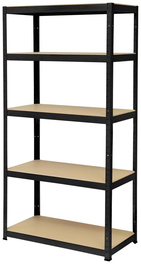 TOOLCRAFT TO-8689791 Heavy duty shelving 265 kg (W x H x D) 90 x 1.8 x 45 cm Metal, MDF matt Black Wood