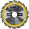 DeWALT circular saw blade for construction purposes, 165 mm diameter, 18 teeth, maximum rotation speed 7000 rpm.