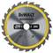 Circular saw blade with 250 mm diameter and 24 teeth, DeWalt Construction brand, suitable for 5500 rpm.