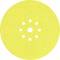 Yellow abrasive disc with multiple holes, used for grinding machines.