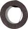 Brown, round sandpaper in a rolled-up roll, viewed from above.