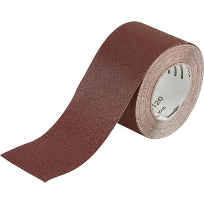 Broad, brown sandpaper tape, rolled up.