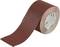 A roll of sandpaper with a brown-red surface, partially unrolled. Looks suitable for woodworking.