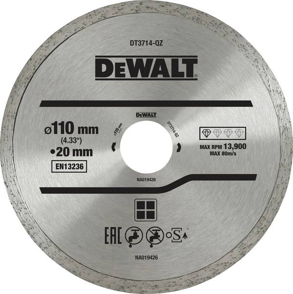 DEWALT DT3714-QZ DT3714-QZ Diamond cutting disc Diameter 110 mm  Tiles 1 pc(s)
