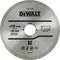 A silver DeWALT diamond cutting disc, Ø 110 mm, suitable for a maximum rotational speed of 13,900 rpm.