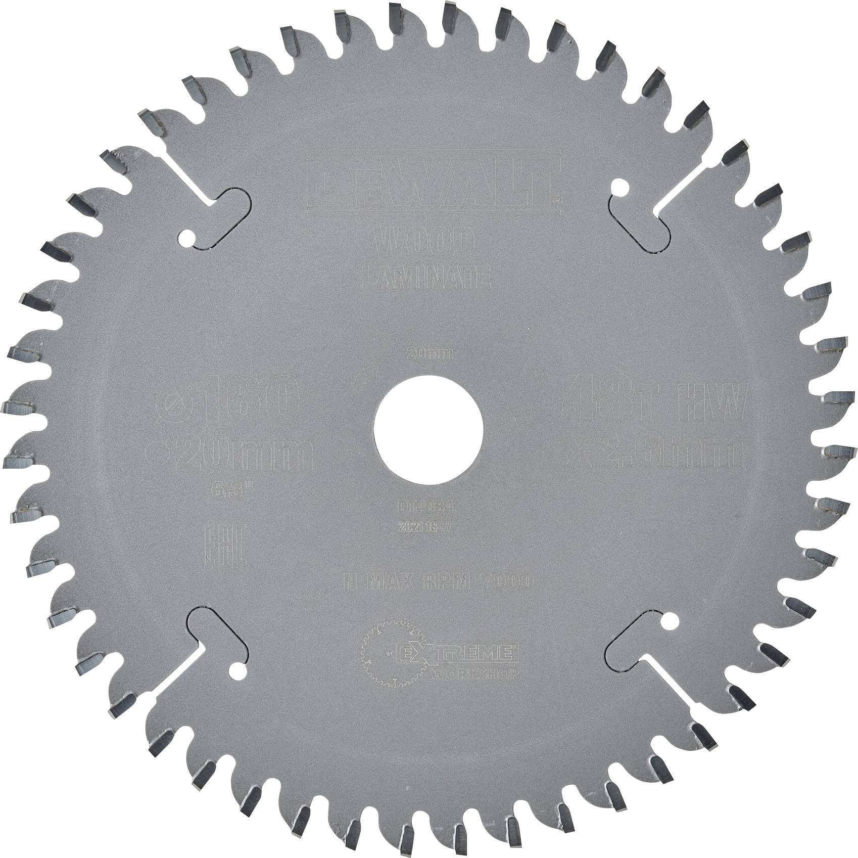 A grey circular saw blade with multiple teeth, used for cutting materials such as wood.