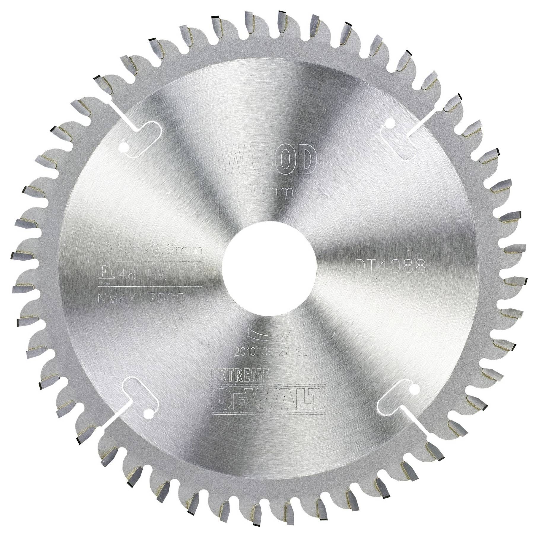 Saw blade for wood with fine teeth. Inscription shows model number and compatibility information.