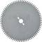 Circular, metallic saw blade with many sharp teeth, suitable for cutting work.
