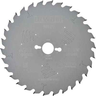 Saw blade for wood, 250 mm diameter, 30 teeth, DEWALT brand. Suitable for cutting, specifically for woodworking applications.