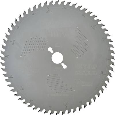'Metal circular saw blade with a toothed rim and central opening.'