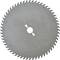 'Metal circular saw blade with a toothed rim and central opening.'