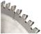 Close-up of a circular saw blade tooth with tungsten carbide tips, suitable for fast and precise wood cutting.