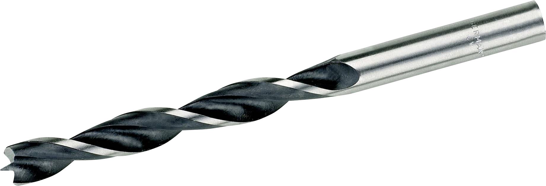 Drill bit with a black spiral flute and silver shaft, angled diagonally down to the left. Suitable for precise drilling in metal.