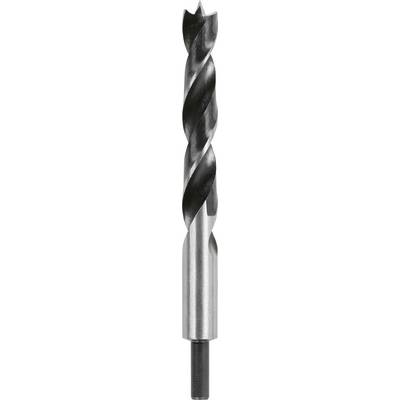 A drill bit with a spiral design made from shiny metal, suitable for drilling into hard materials.