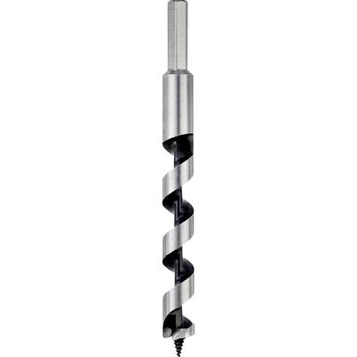 Metal drill bit with a spiral cutting edge and a pointed end, suitable for metalworking.