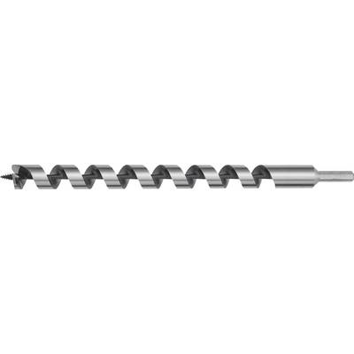 Metal wood drill bit with helical thread and sharp point, suitable for drilling precise holes in wooden materials.