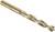 A gold-coloured twist drill bit with a cylindrical shank, suitable for drilling in metal and wood.