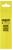 Yellow packaging for a razor product with images showing recommended usage on the head, chin, and neck. Includes barcode and recycling symbol.